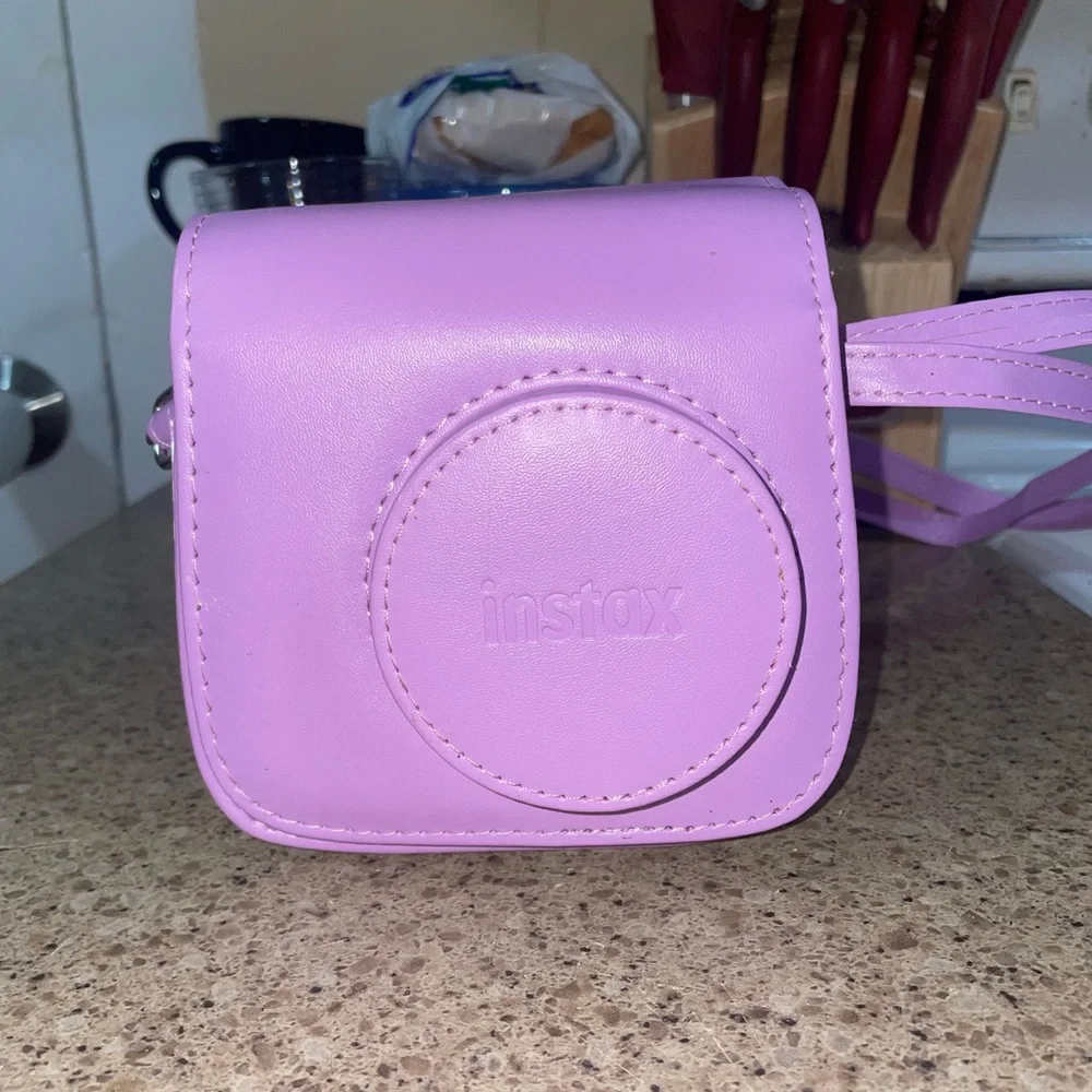 Instax mini 7+ lavender Instax mini lavender chevron case with arm strap